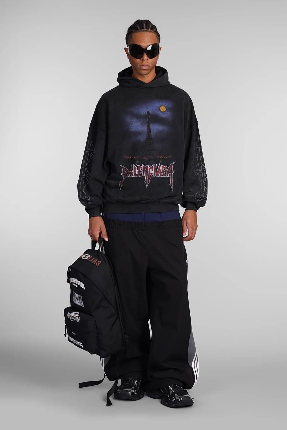 발렌시아가 파리 문 노 포켓 오버사이즈 후드 티셔츠 페이드 블랙 1사이즈 상품이미지7