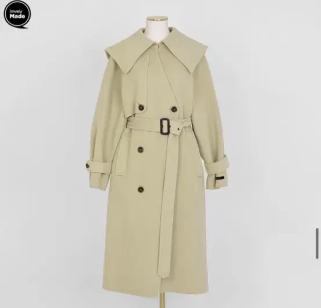 임블리 - 세일러 카라 핸드메이드 울코트 카키 상품이미지5