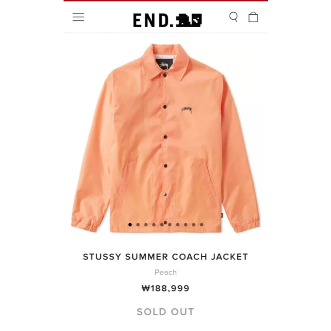 스투시 섬머 코치 자켓 피치 m 정품 상품이미지1