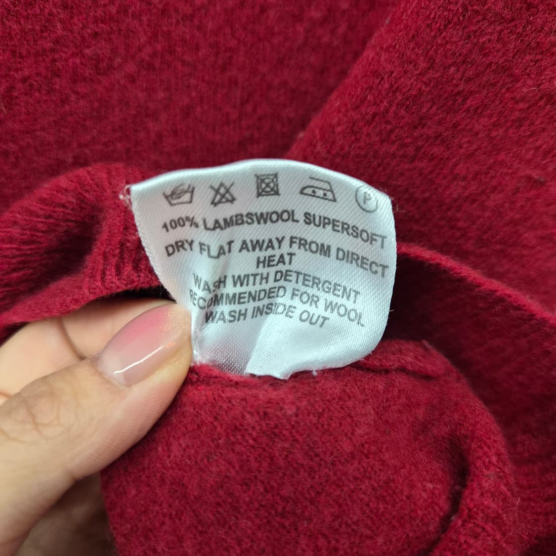 바버 V넥 니트 스웨터 버건디 남녀공용 L 상품이미지6