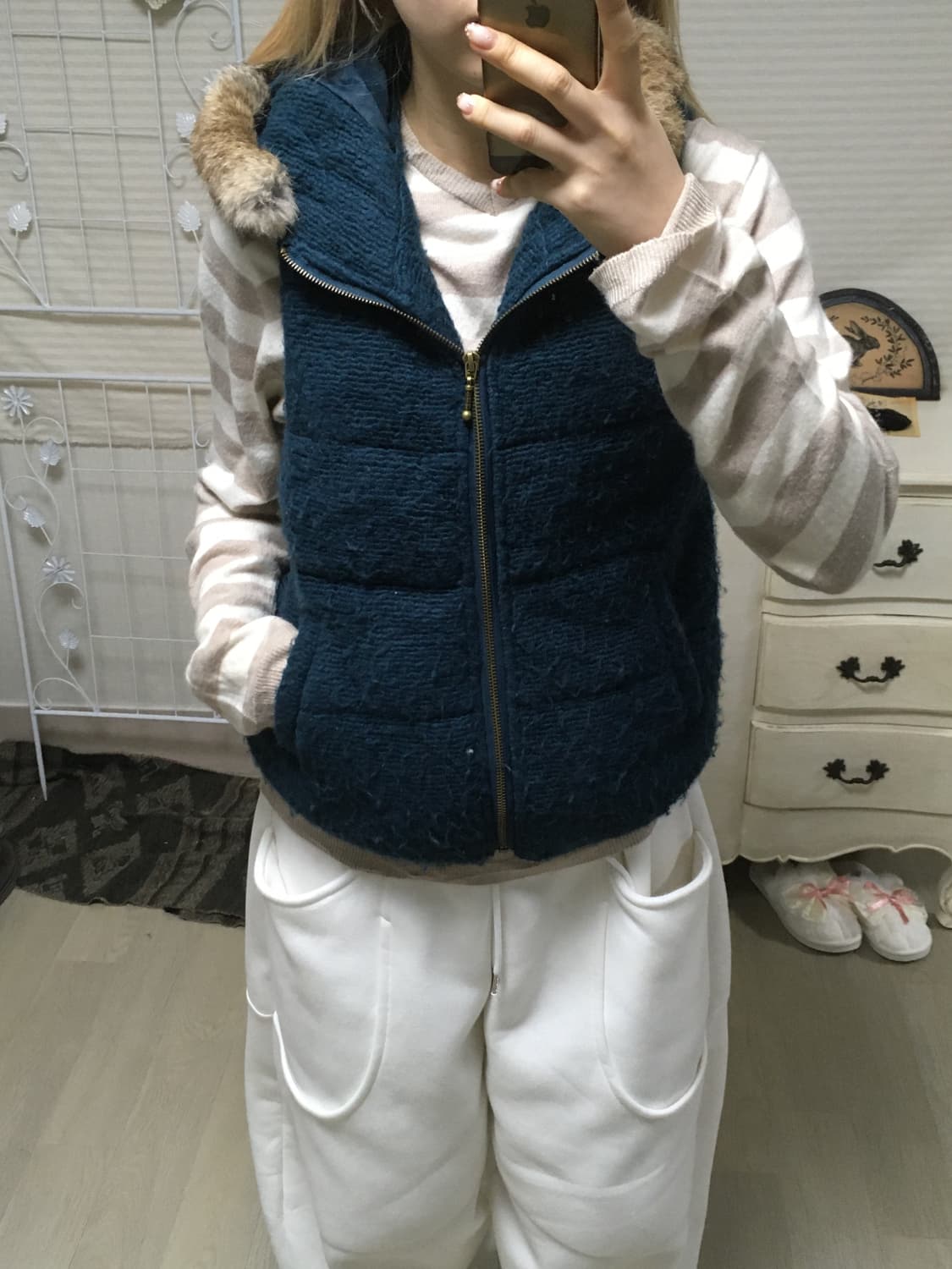 jpn vintage 울프조 후드 베스트 상품이미지1