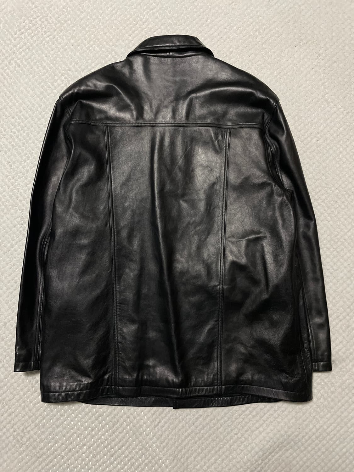 웨스턴 무드 양가죽 램스킨 4버튼 레더 카 코트 상품이미지3