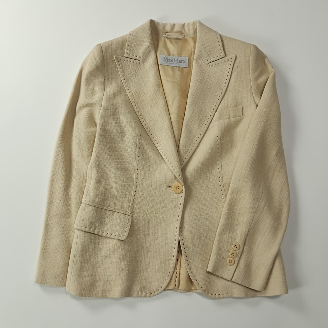 CK389 S 막스마라 90s 이태리판 실크 베이지 스티치 자켓 상품이미지1