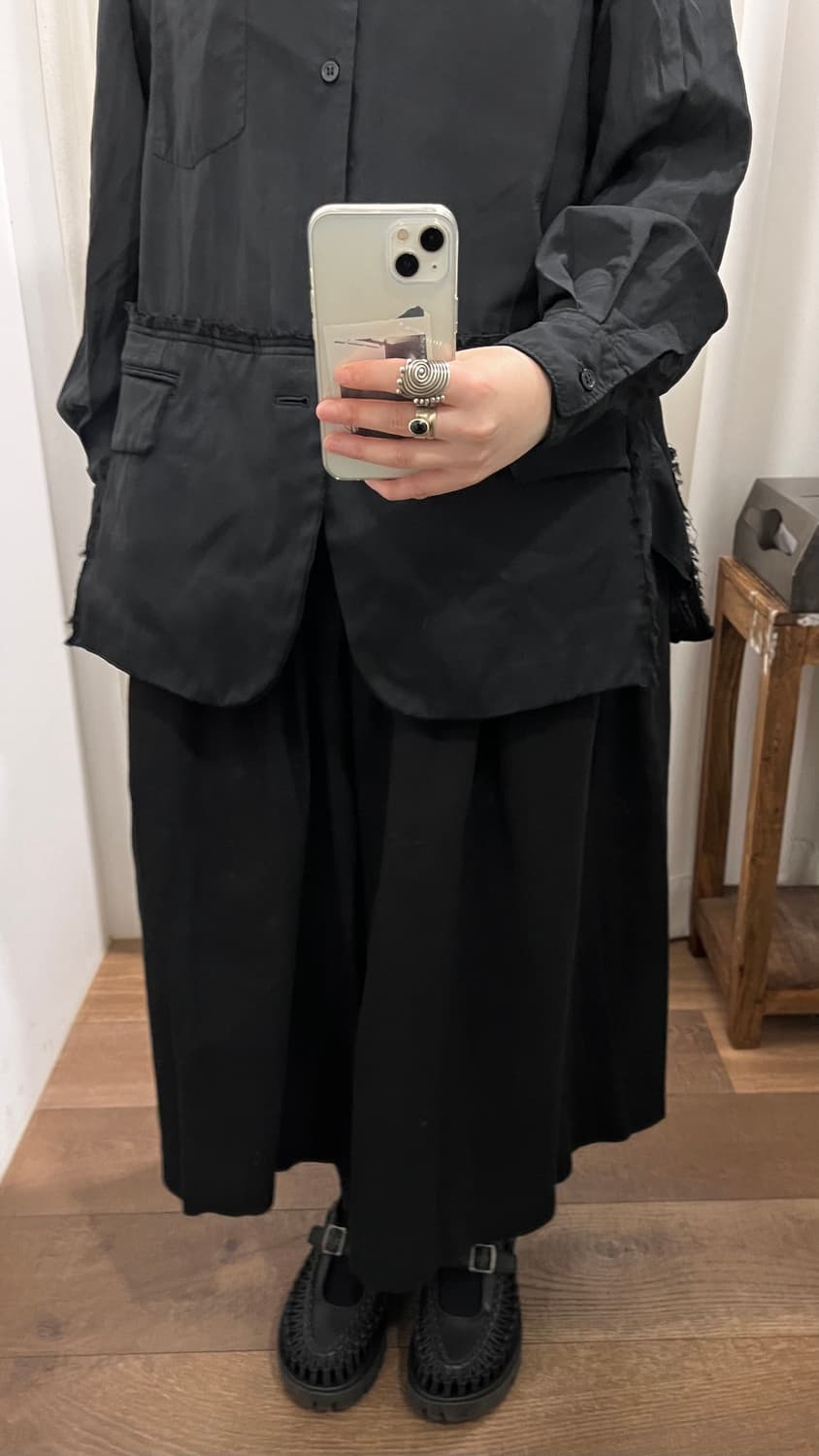 Asymmetry Texture Detail Skirt Pants 상품이미지9