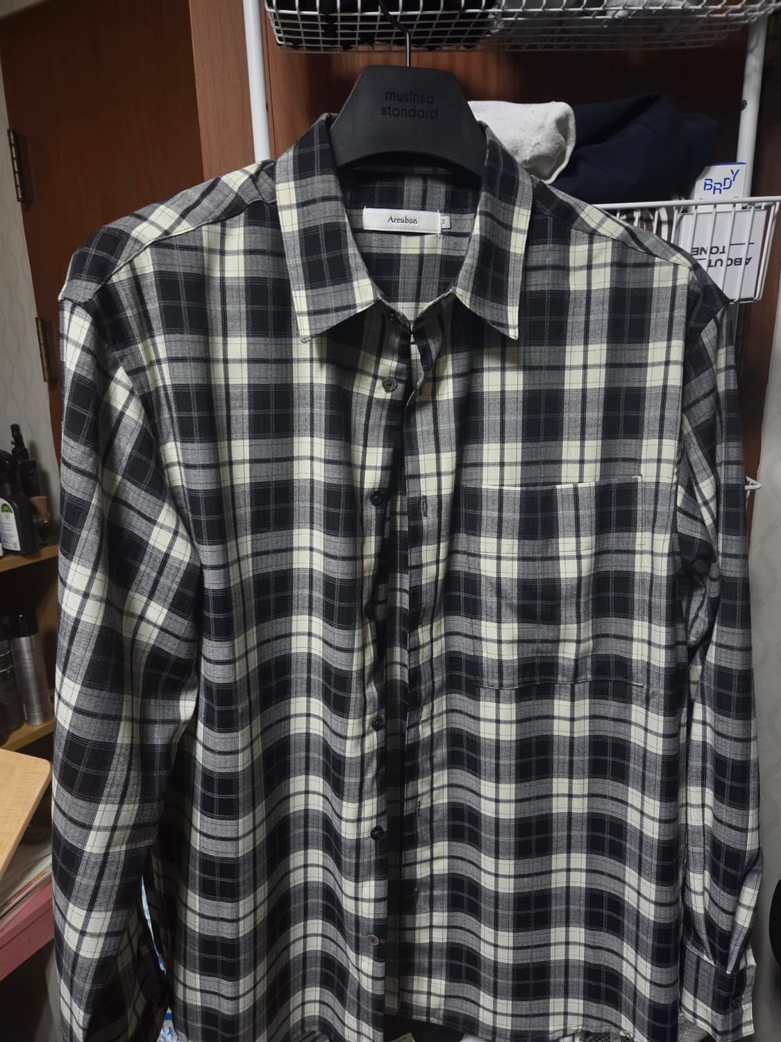 아르반 올드 필름 체크 셔츠 에크루 크림 상품이미지2