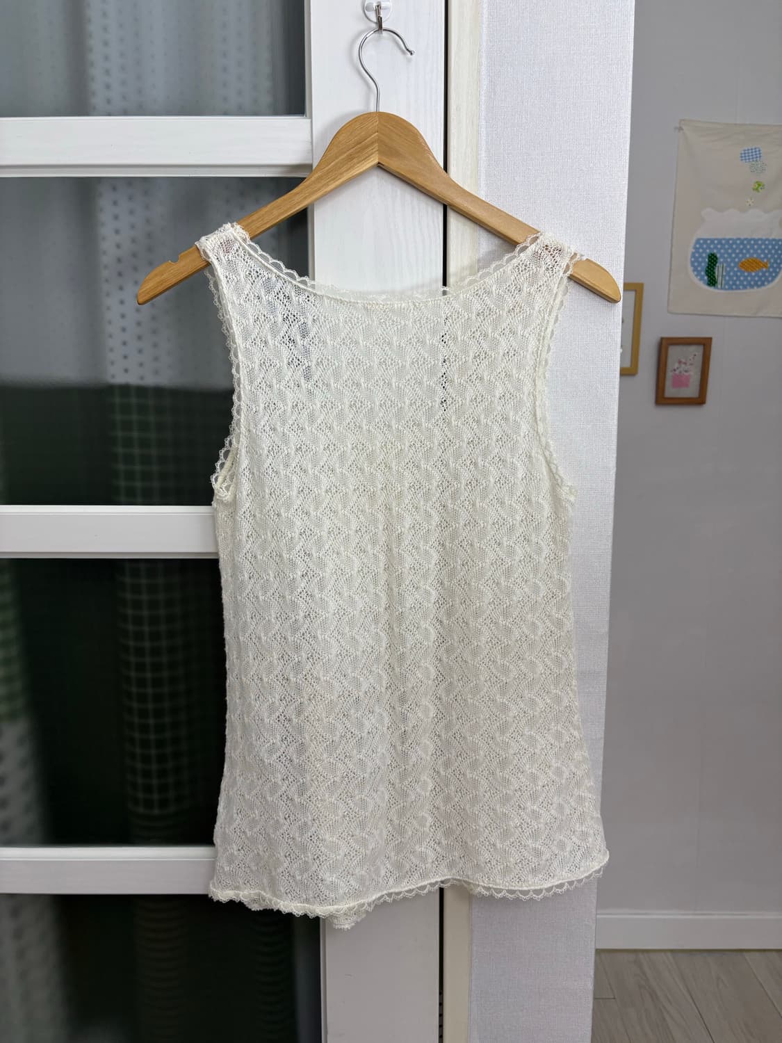 아이보리 레이스 니트 슬리브리스 상품이미지6