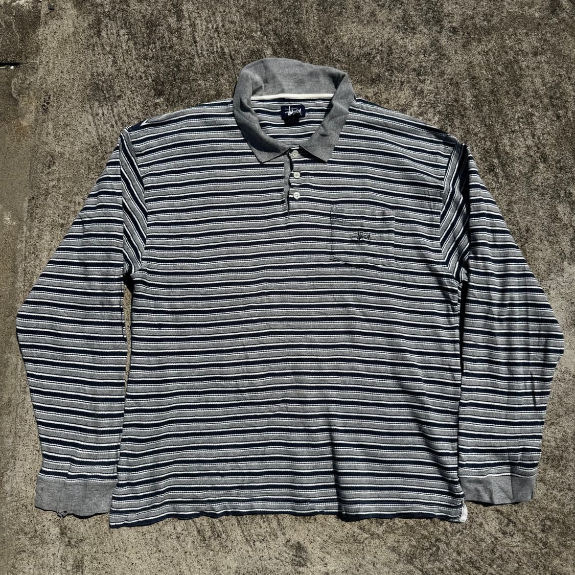 [XL] 90s Stussy 스투시 단가라 카라 긴팔티 상품이미지1