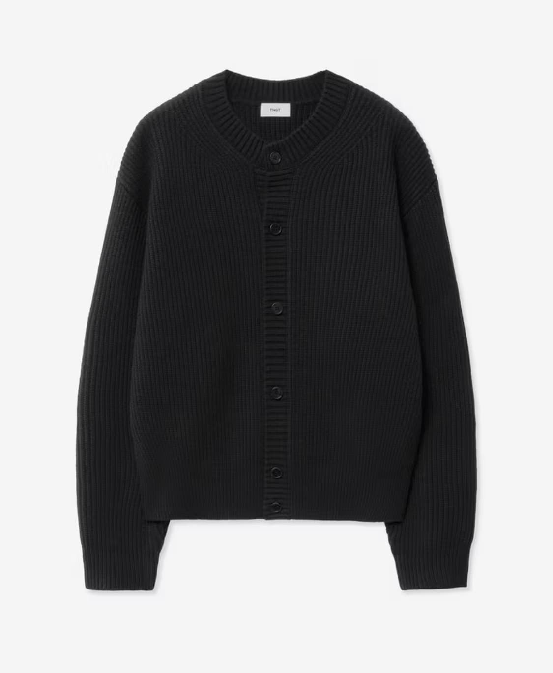tngt 청키 울 니트 라운드 가디건 블랙 95 상품이미지2