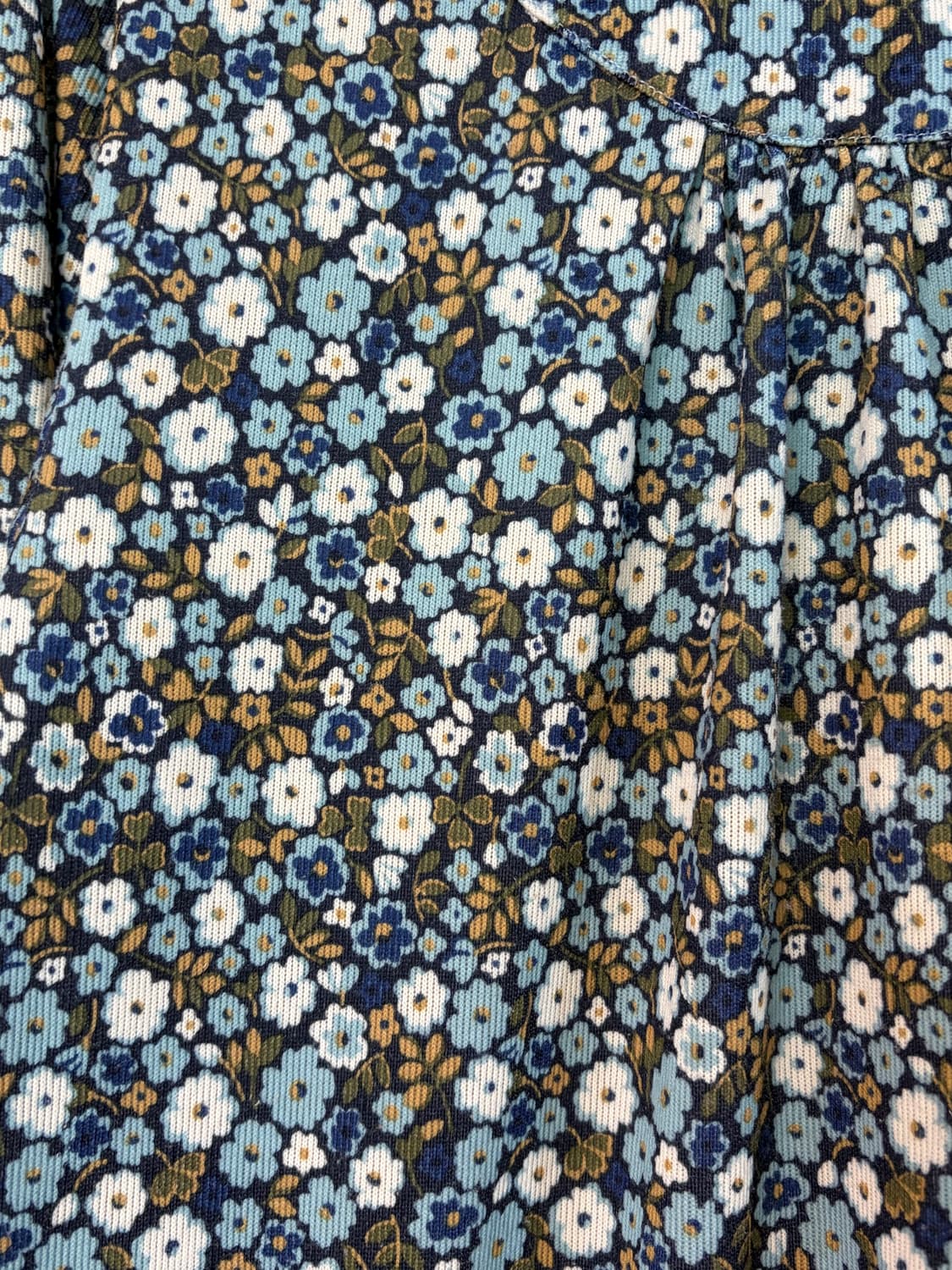 빈티지 모리걸 하구미깔 파란잔꽃 셔링 블라우스 상품이미지4