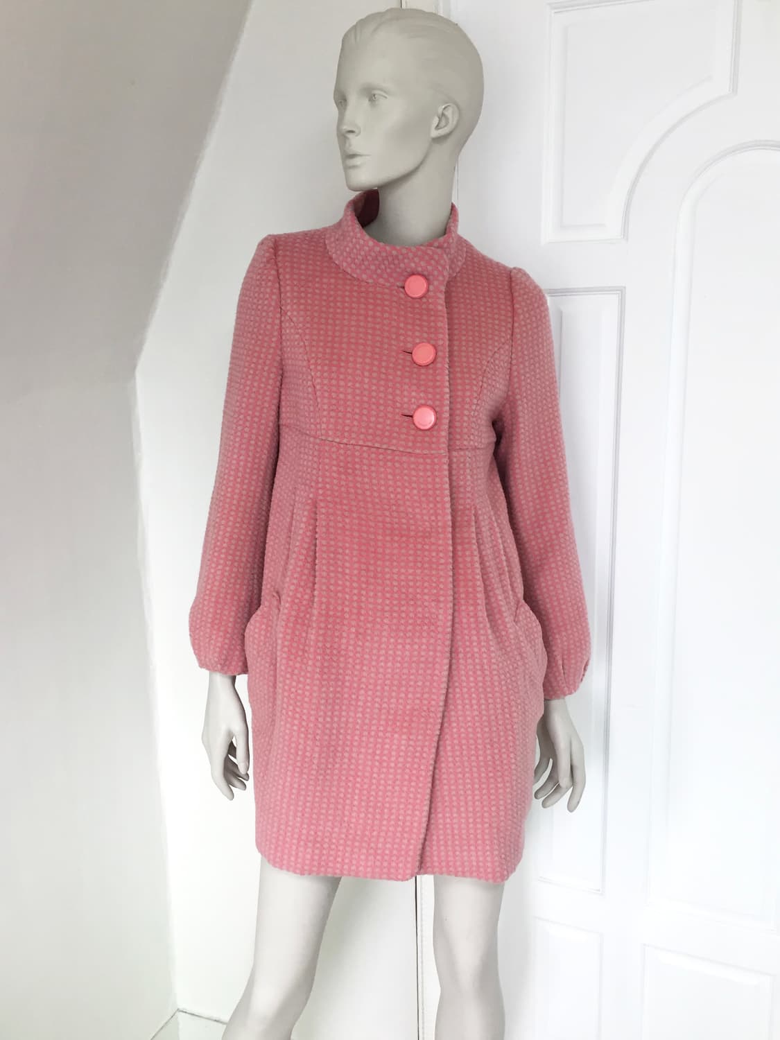 Coral Pink Balloon Silhouette Wool Coat 상품이미지2