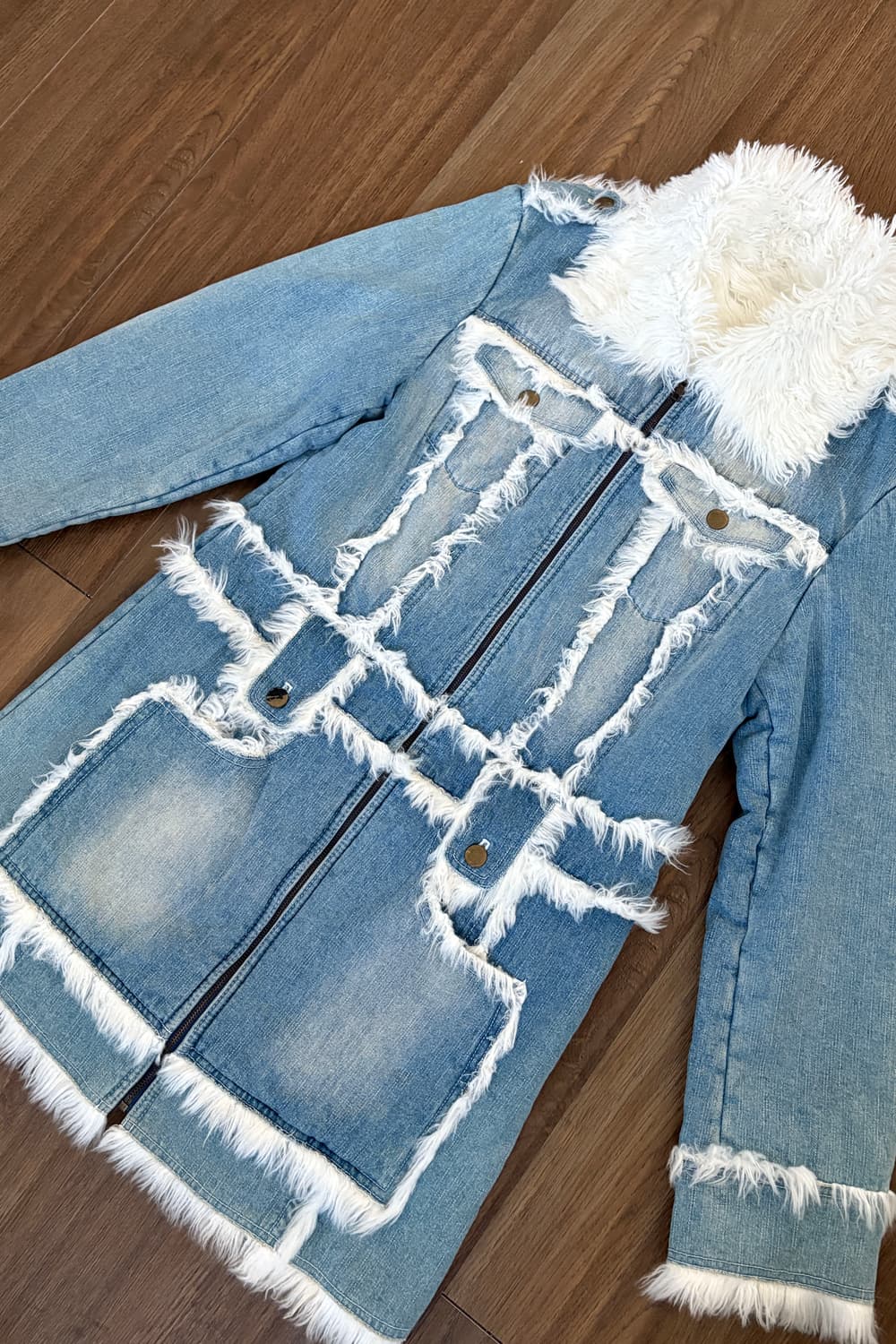 Denim Fur Trimming Coat 상품이미지5