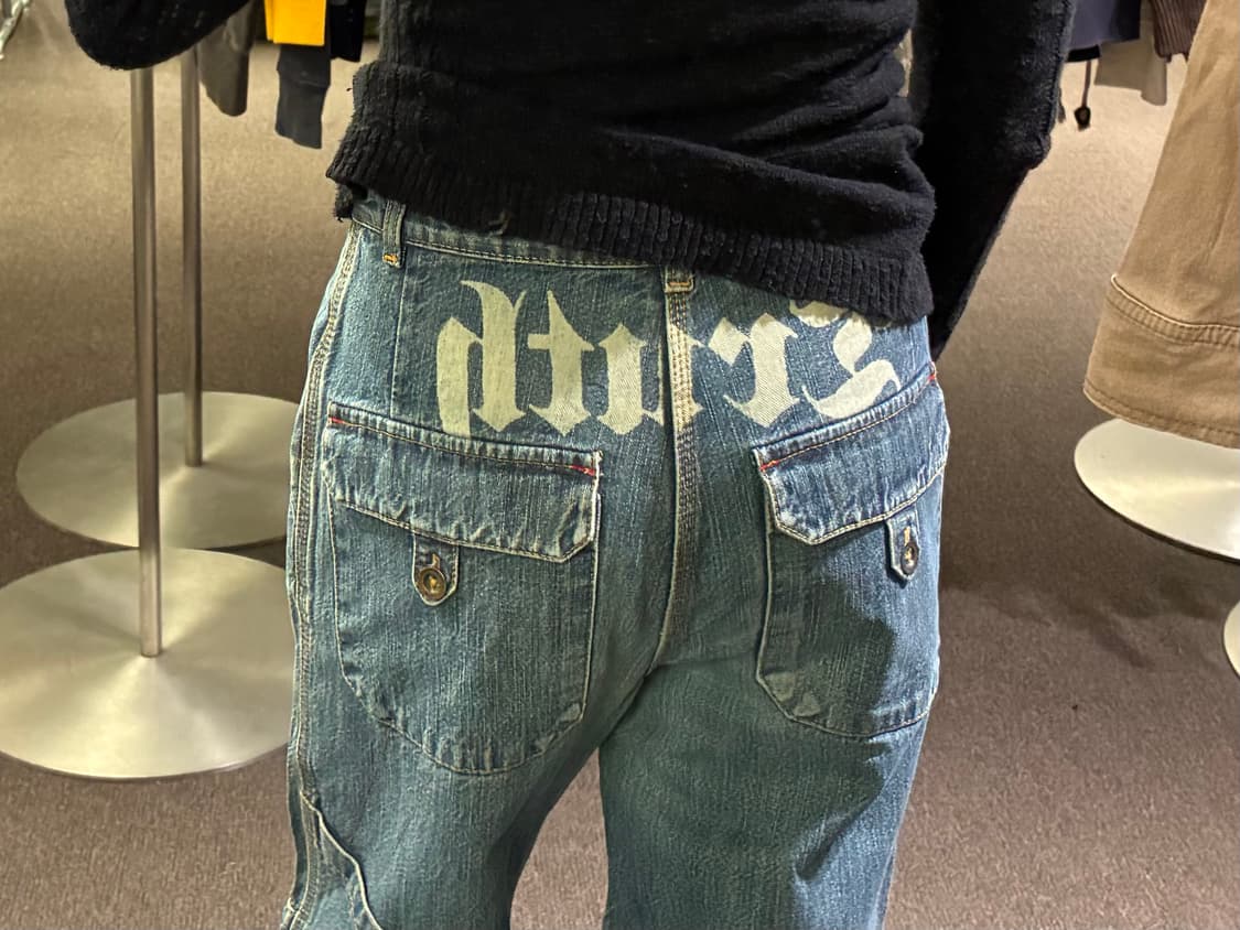 OS)Japanese vintage 여성 레터링 포인트 와이드 데님팬츠 상품이미지3