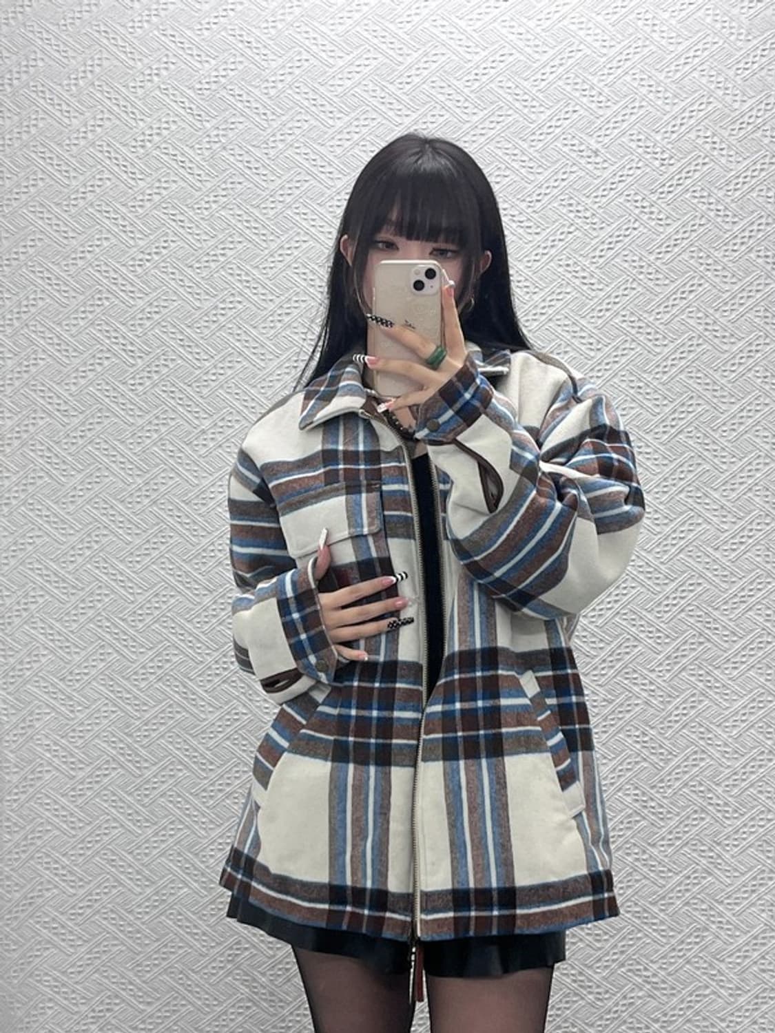 코닥 빈티지 캐주얼 컨트리 체크 울 모직 자켓 L C10147 상품이미지2