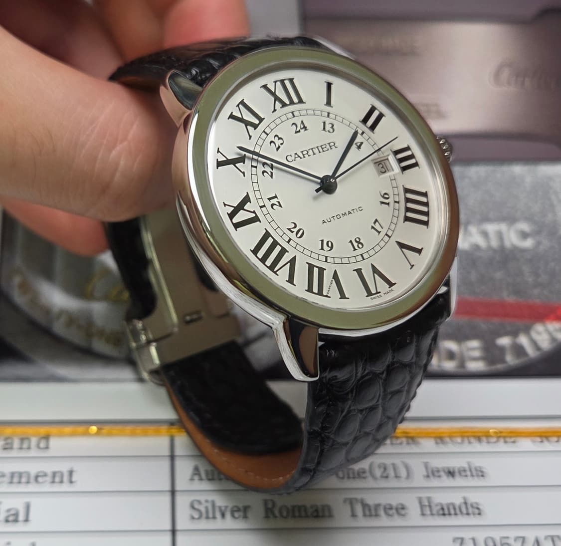 까르띠에 롱드솔로XL 실버로만 42mm 블루핸즈 오토매틱 디버클 ver. 상품이미지8