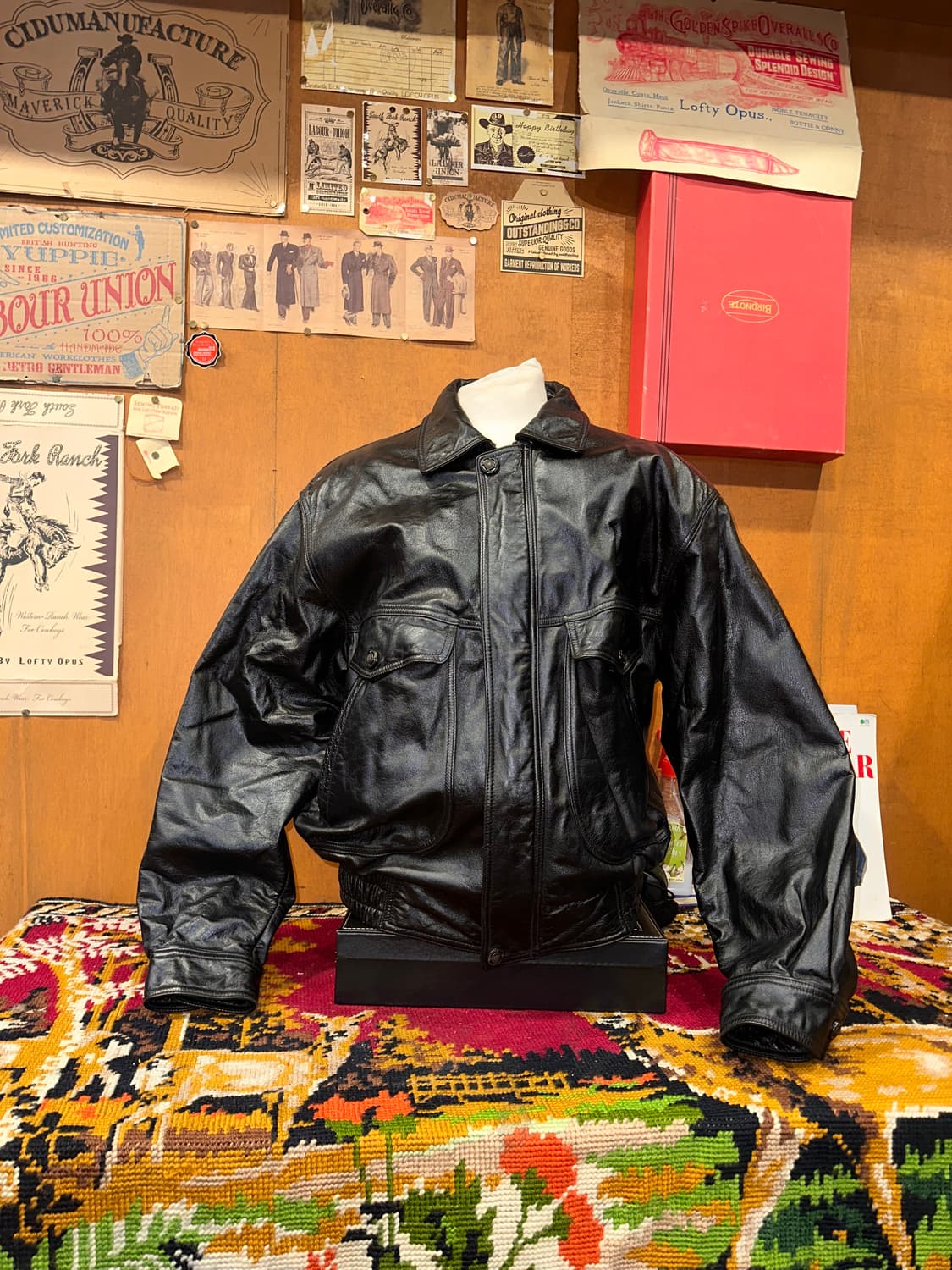 ( L-XL ) 가죽자켓 봄버자켓 레더자켓 소가죽. 빈티지가죽 상품이미지3