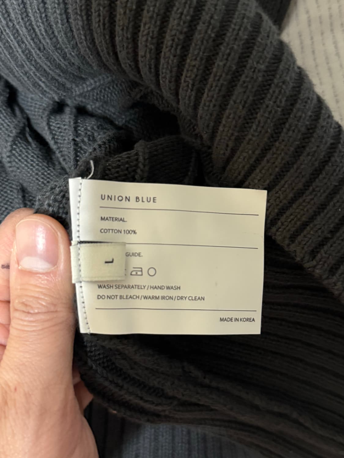 (L) 유니온블루 케이블 코튼 니트 카키 그레이 상품이미지4