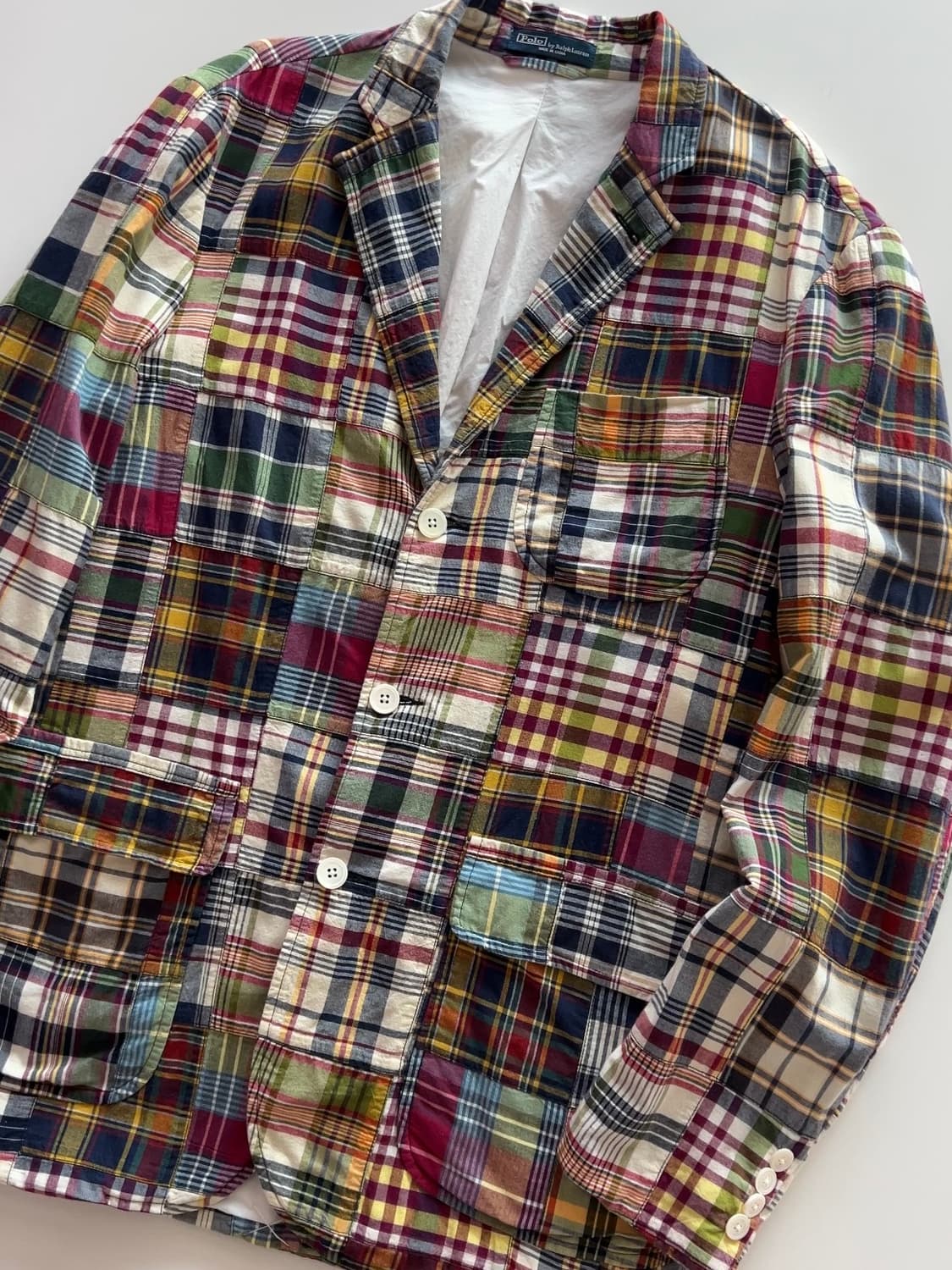 폴로 랄프로렌 마드라스 체크 블레이져 40R 상품이미지3