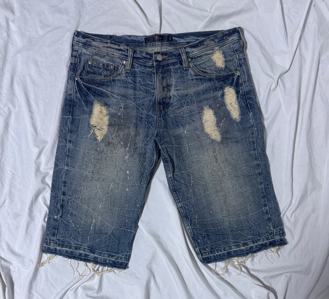 Midas 워싱 가공 디스트로이드 데님 쇼츠 y2k vkei 토네이도마트 상품이미지1