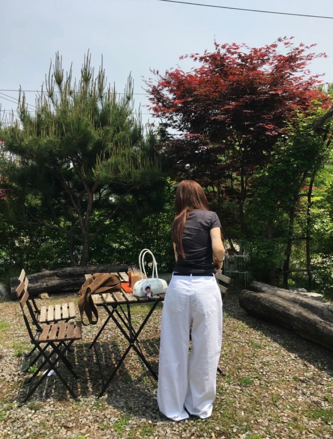 화이트 코튼 와이드 팬츠 상품이미지4