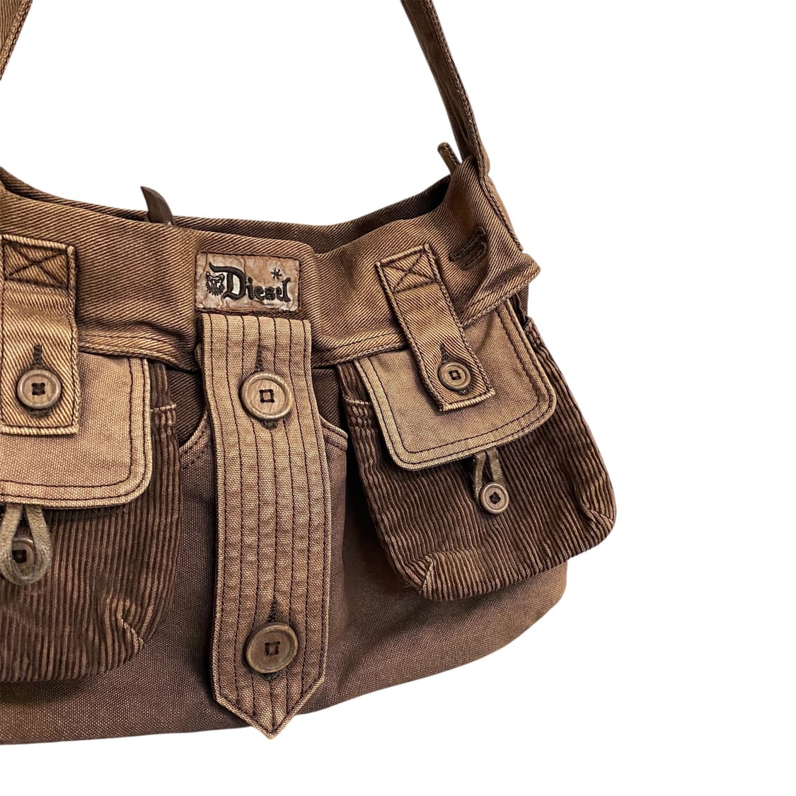 Diesel 디젤 코듀로이 워싱 브라운 크로스백 상품이미지4