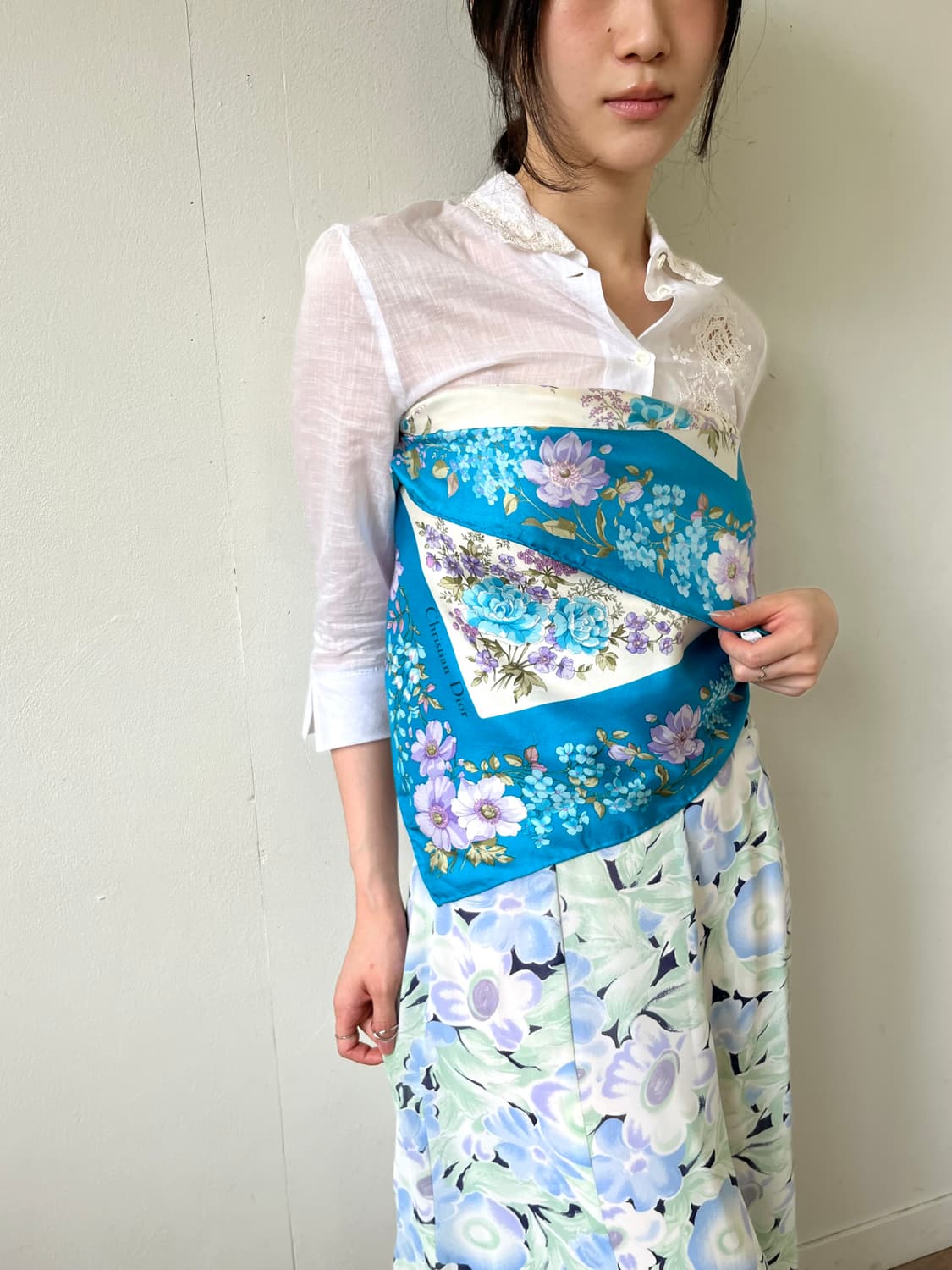 90‘s Christian Dior 블루 스카프 상품이미지6