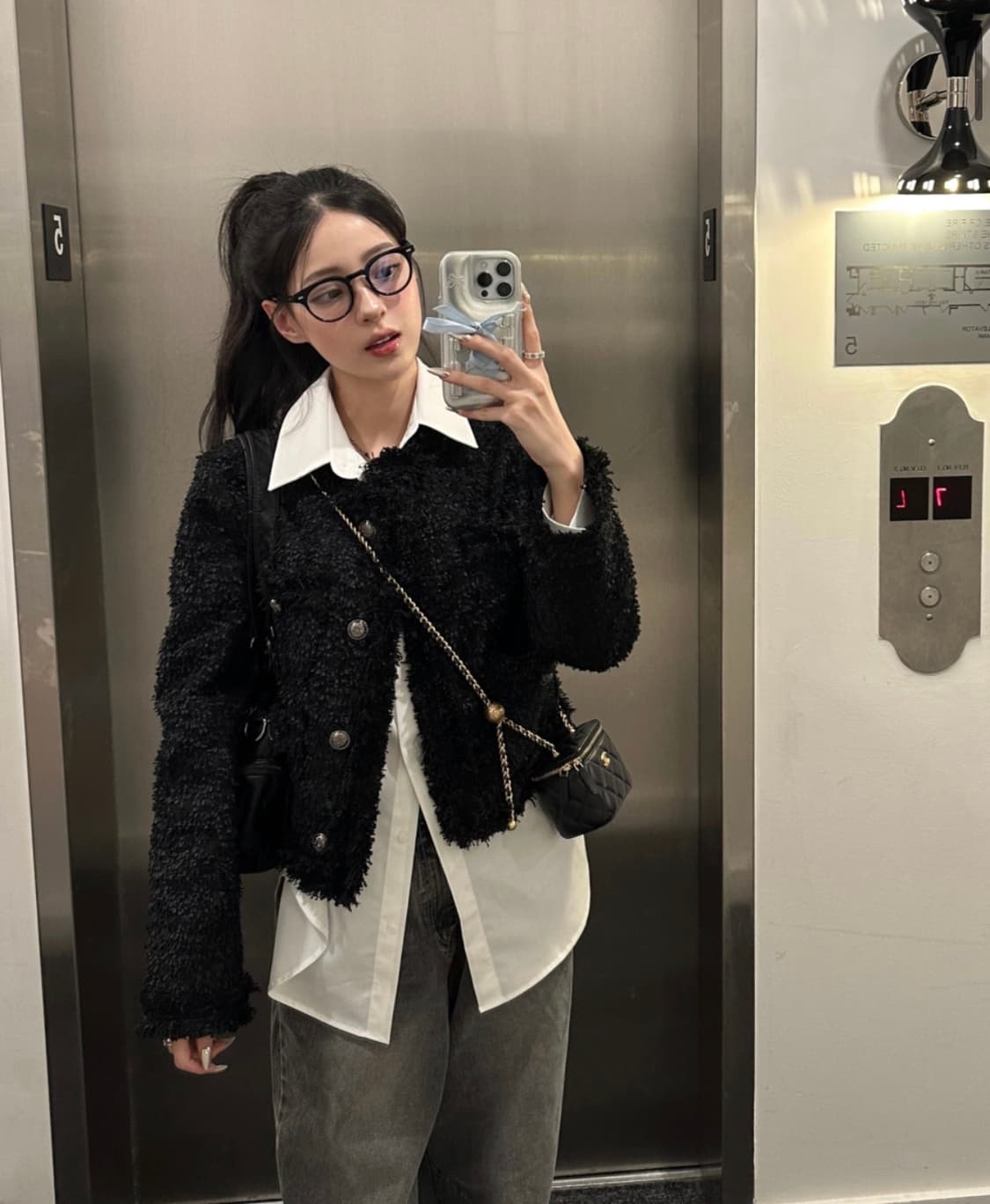 Khaki point 카키포인트 앤틱 크롭 트위드 자켓 블랙 상품이미지1