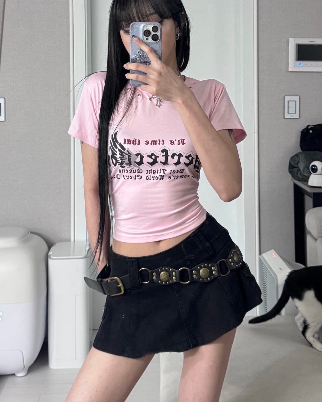 ༒ Back eyelet T-shirt 상품이미지2