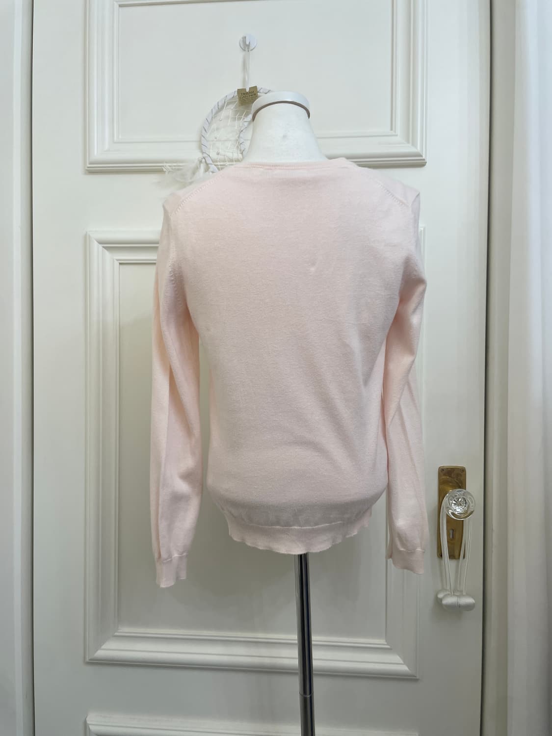 pink basic cardigan&bow point half knit 상품이미지3