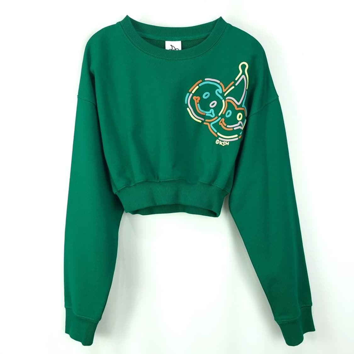 [키르시] 그래픽 프린팅 크롭 맨투맨 카키 M19079 상품이미지2