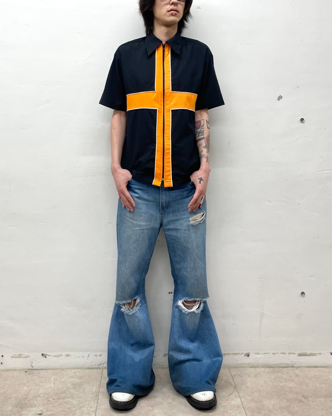 Orange Cross Zip-Up T-Shirt 상품이미지4