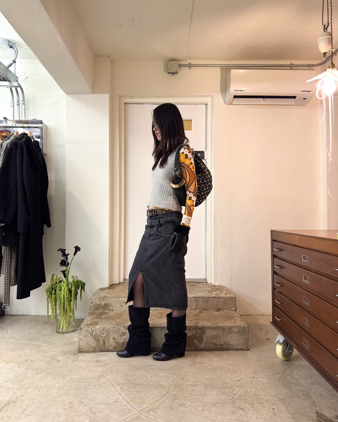 LIMI feu Layered Waist Denim Skirt/ M 상품이미지1