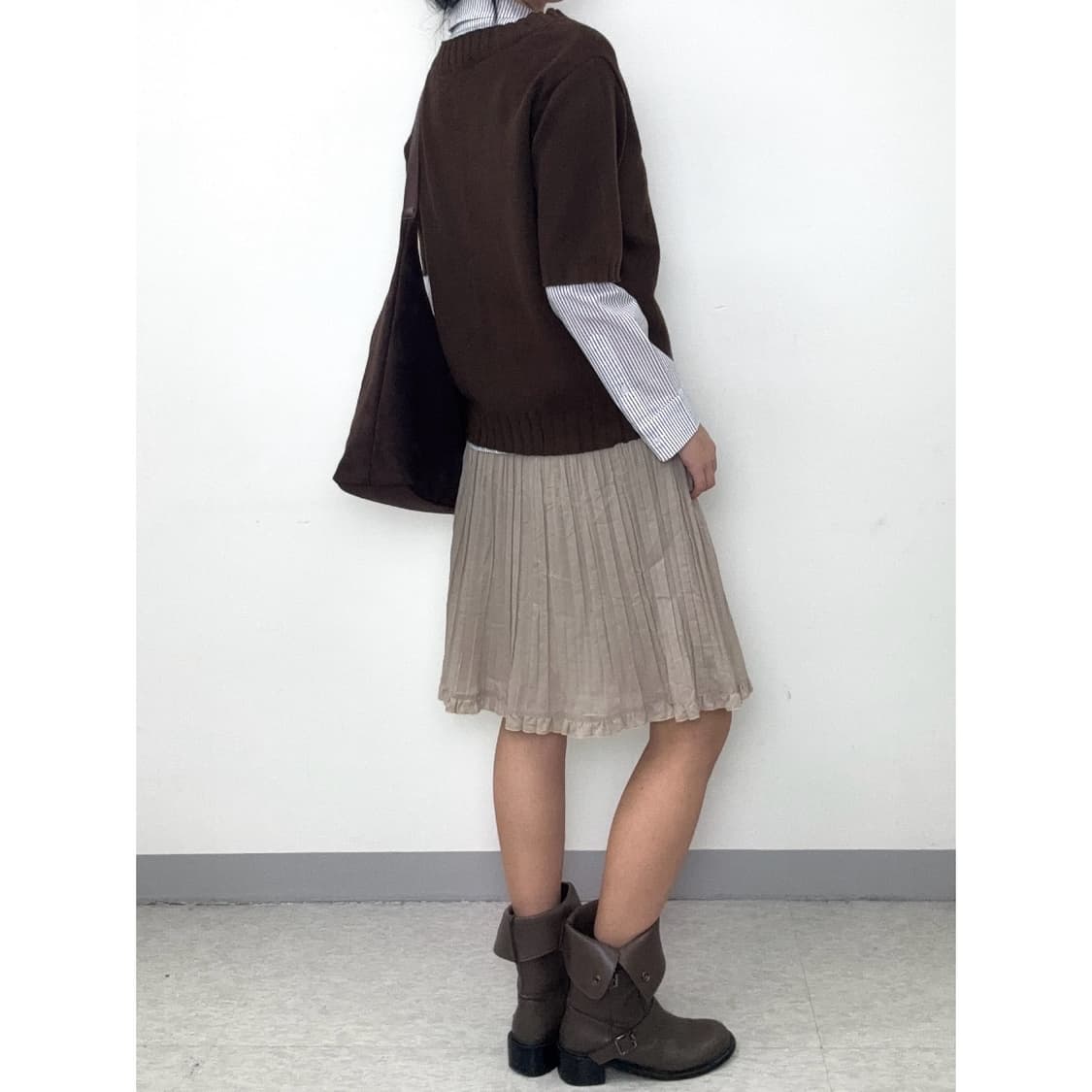 빈티지 레스트로즈 베이지 미디 스커트 상품이미지3