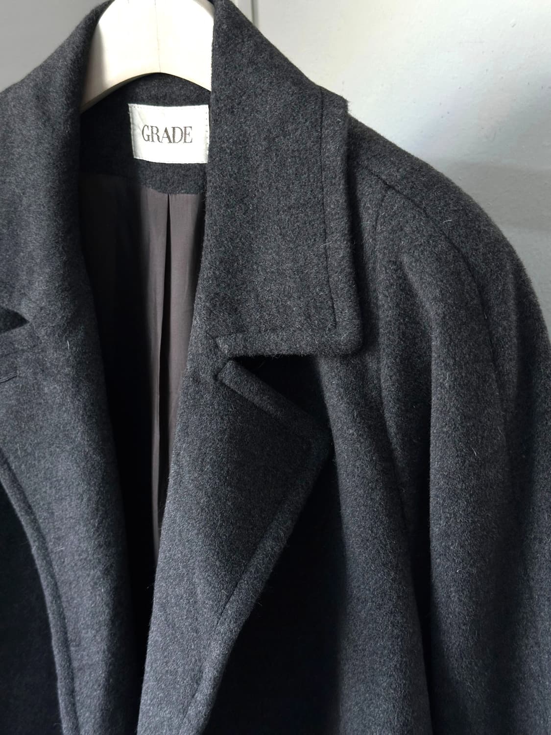 Angora blend brushed fabric mid coat 상품이미지6