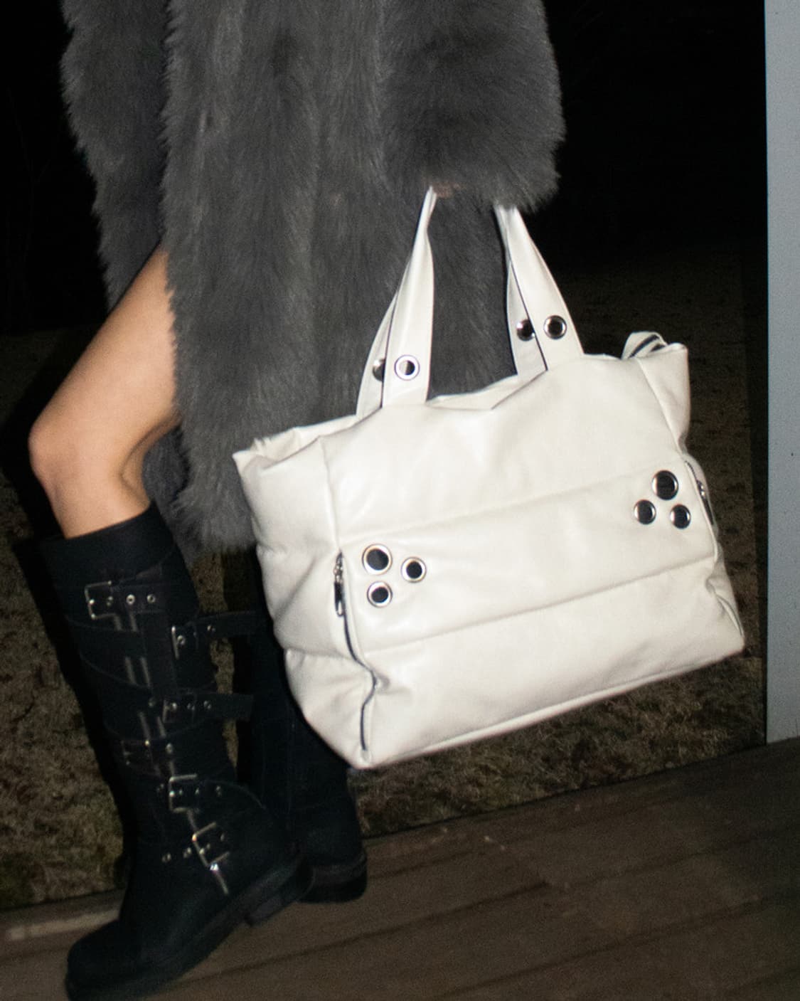 쿨사이드오브더필로우 MY EYELET TRAVEL BAG 크림색 상품이미지2