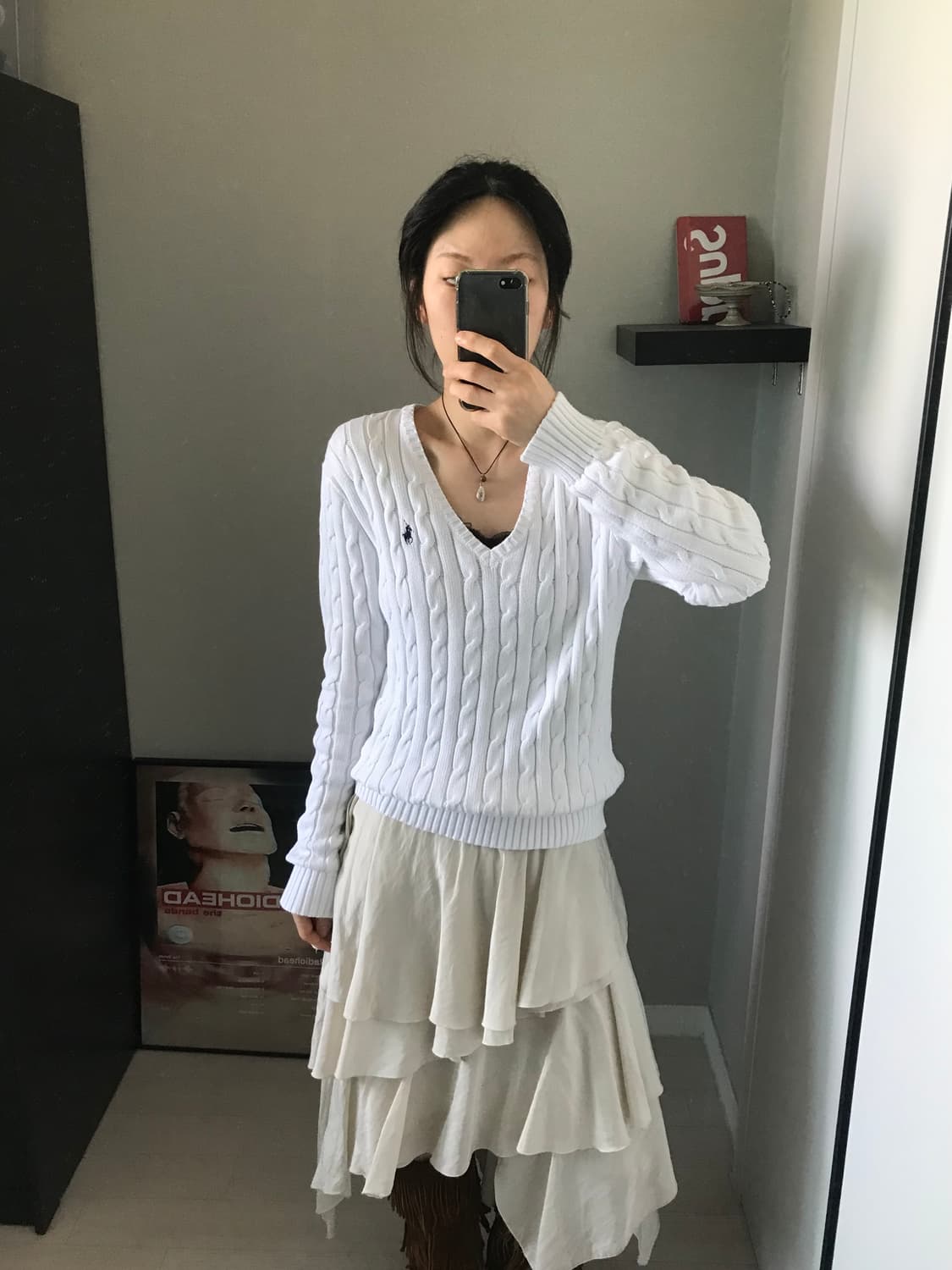 폴로 랄프로렌 포니로고 QR코드택 케이블 브이넥 니트 상품이미지1