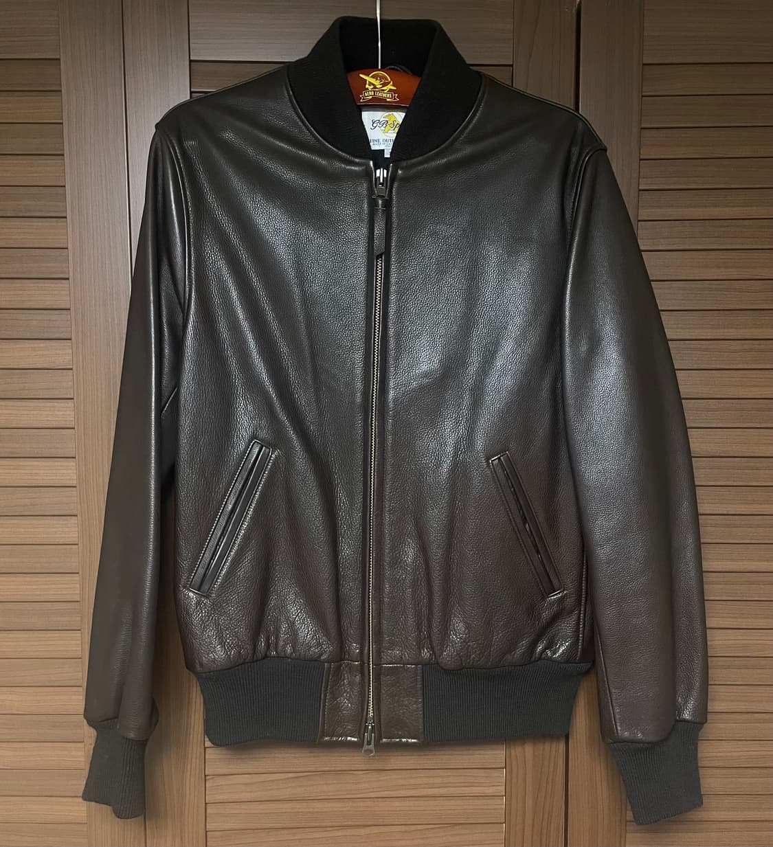 [골든베어] 네이키드 카우레더 베이스볼 자켓 / XL 상품이미지2