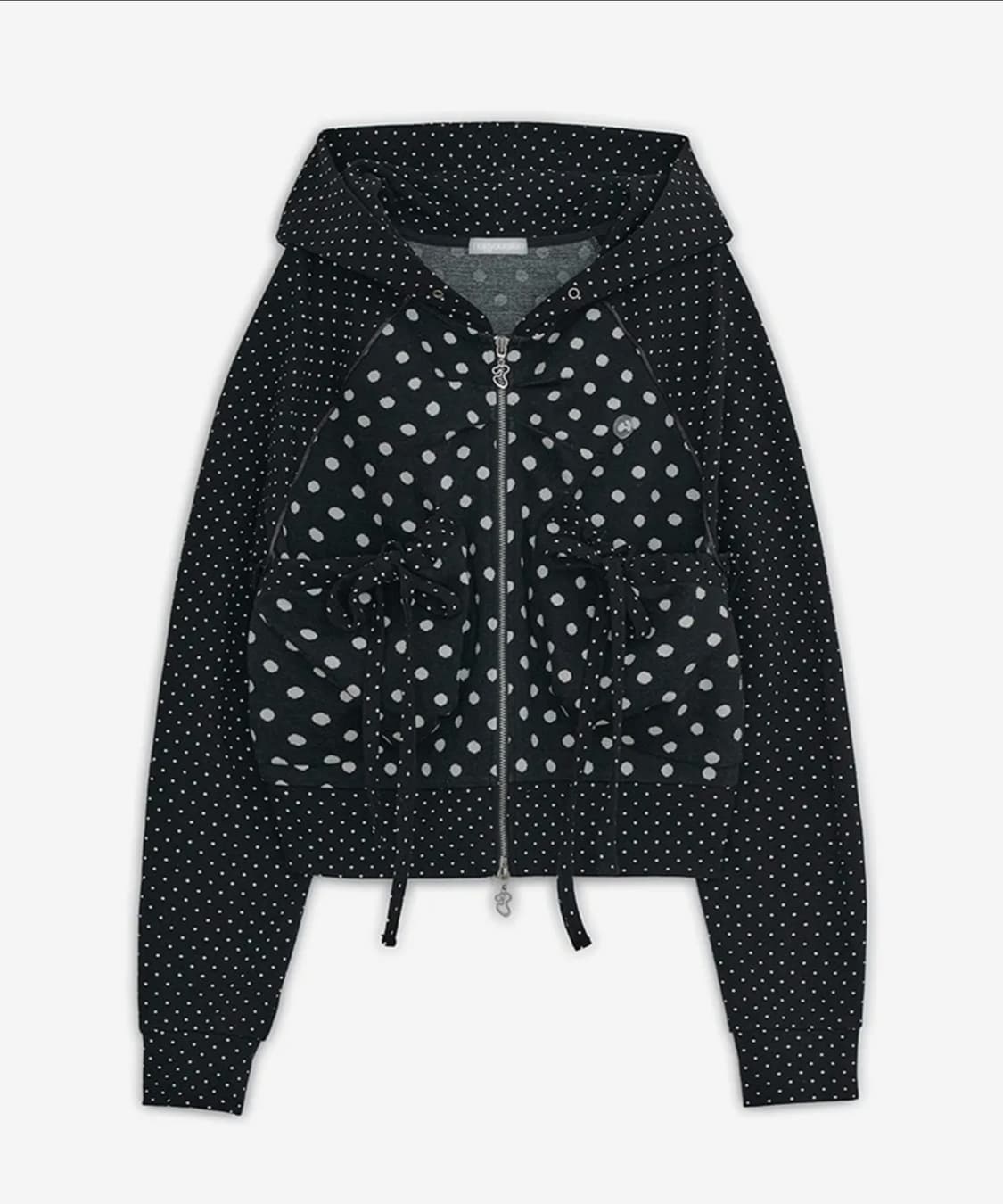 허그유어스킨 도트 빅 포켓 후드집업 블랙 상품이미지1