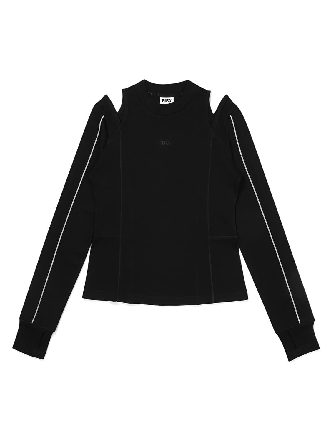 [FIFA 1904] 우먼스 슬림핏 하이넥 절개티셔츠 블랙 90 상품이미지1