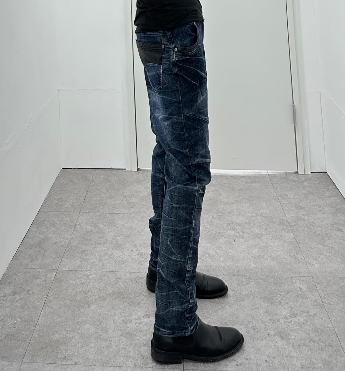 Vintage leather point fade lines biker j 상품이미지2