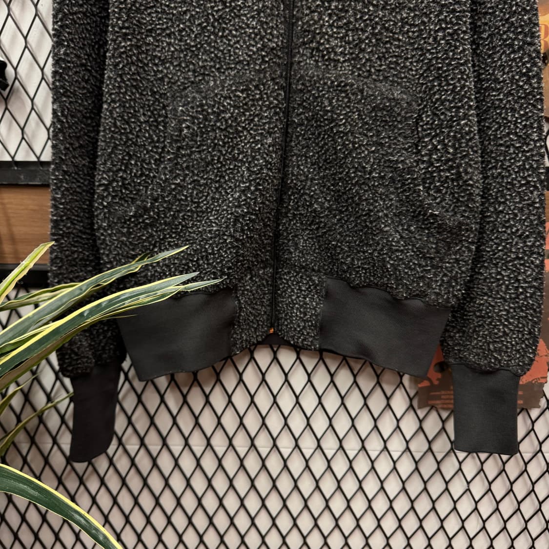 00s 에비수 야마네 플리스 후드 집업 후면 로고 포인트 블랙 상품이미지4