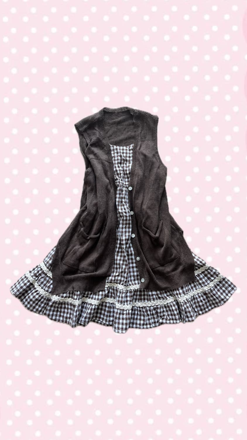 빈티지 초코 너드 모리걸 원피스 세트 상품이미지1