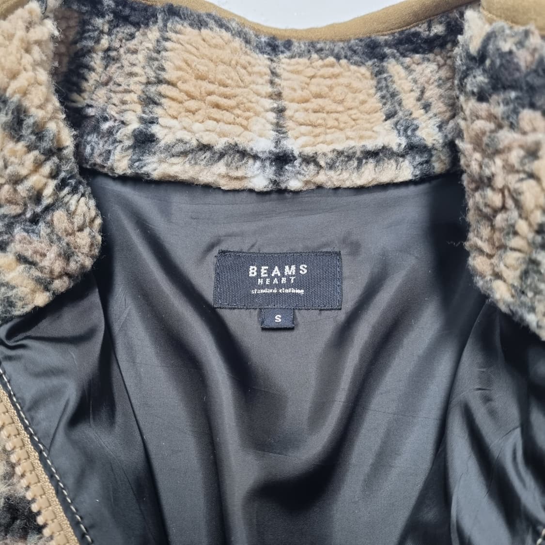 BEAMS HEARTS 체크 후리스 자켓 - S 상품이미지7
