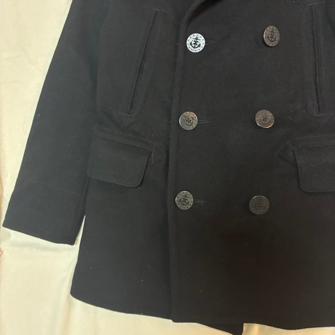 남여공용 폴로 블랙 피코트 더블 코트 S 상품이미지5