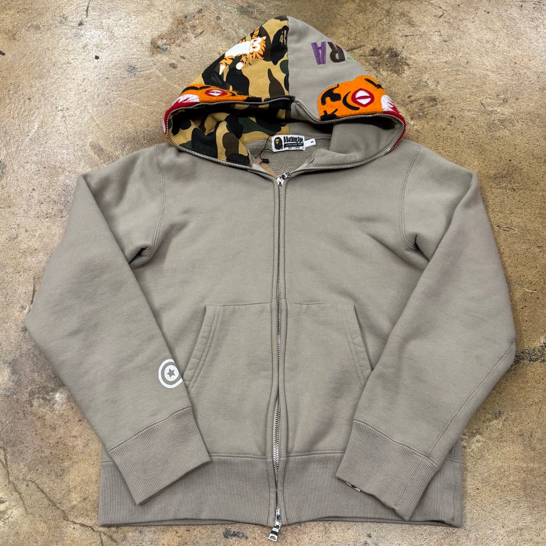 베이프 타이거 호랑이 그레이 카모 풀 후드집업 상품이미지2