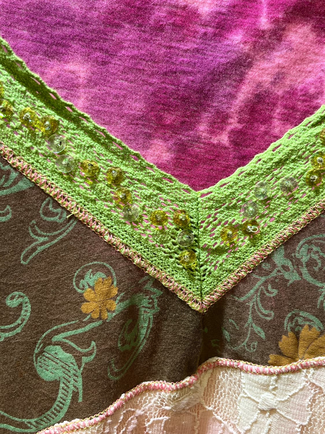 미국 빈티지 레이스 패치워크탑 상품이미지4