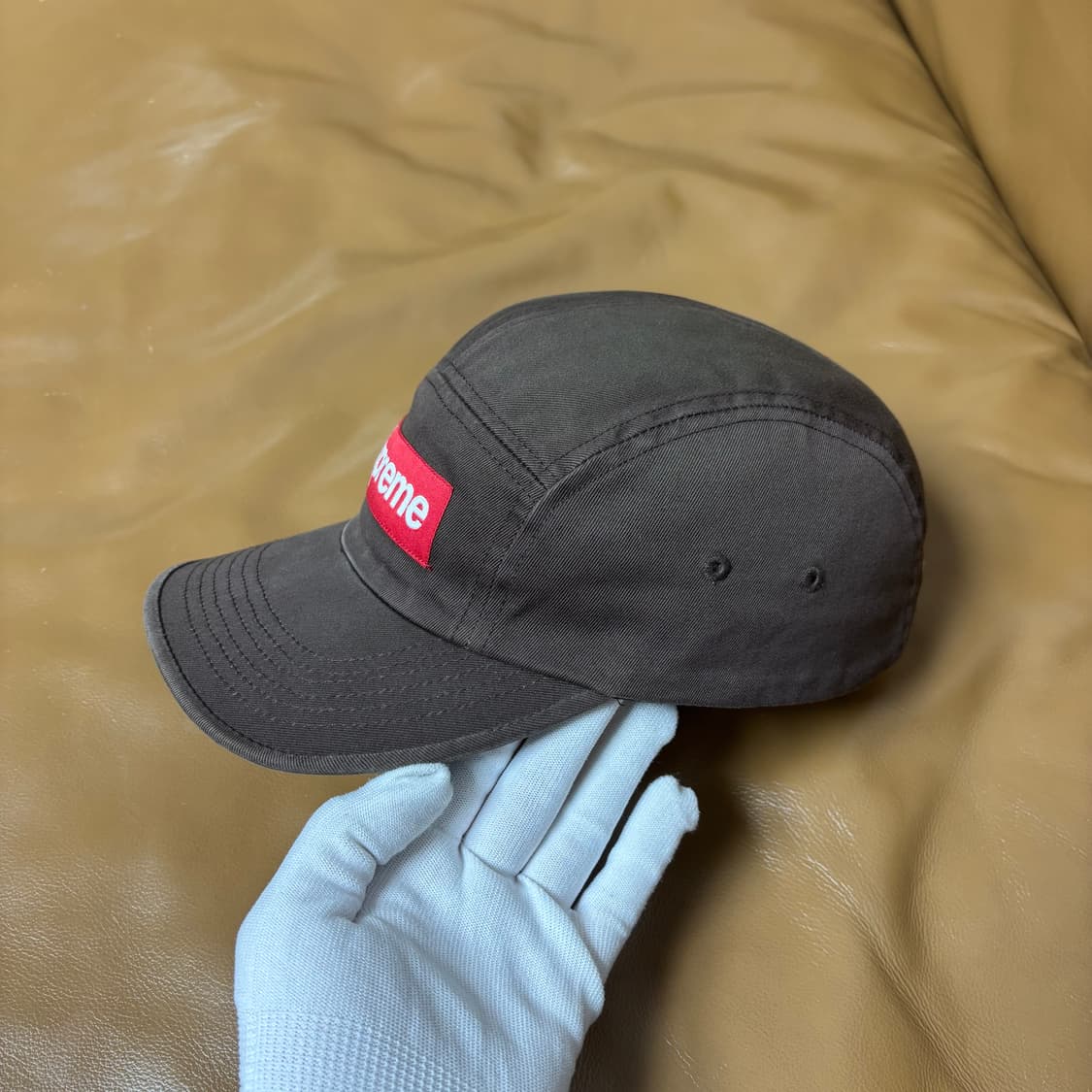 슈프림 캠프캡 모자 박스로고 21fw 워시드 브라운 상품이미지4