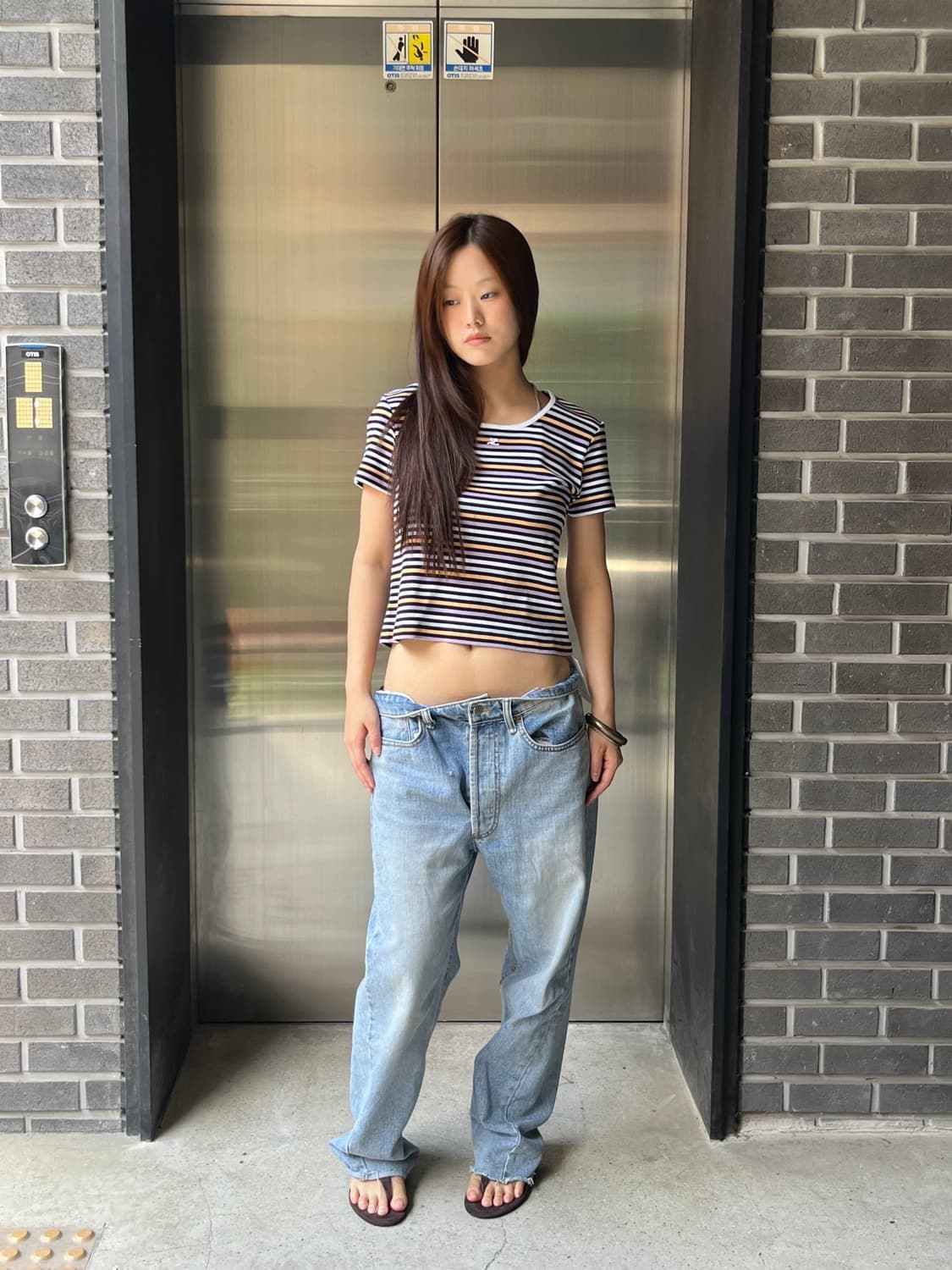 00s Courreges 꾸레쥬 로고 스트라이프 탑 상품이미지7