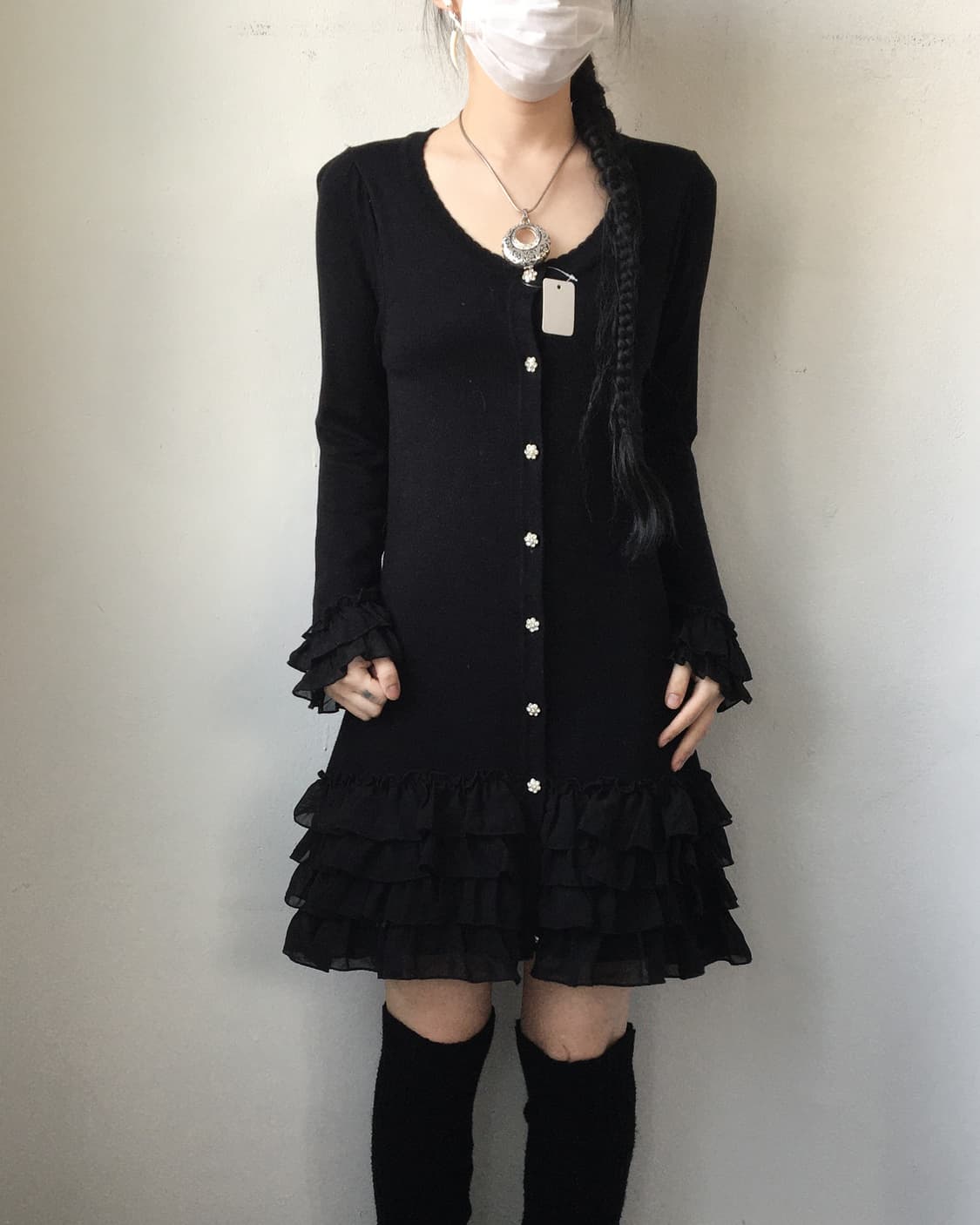 Frill belted knit onepiece 상품이미지1