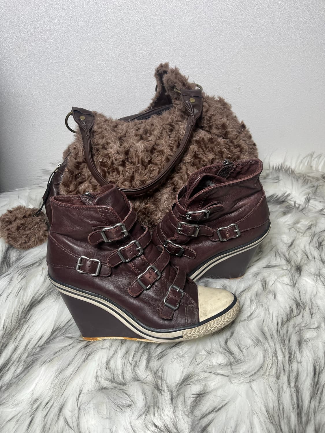 Ash 아쉬 웨지힐 스니커즈 버건디 가죽 상품이미지2