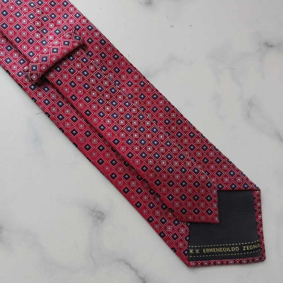 에르메네질도 제냐 실크 기하학 자카드 넥타이 9cm A+등급 K1924 상품이미지7